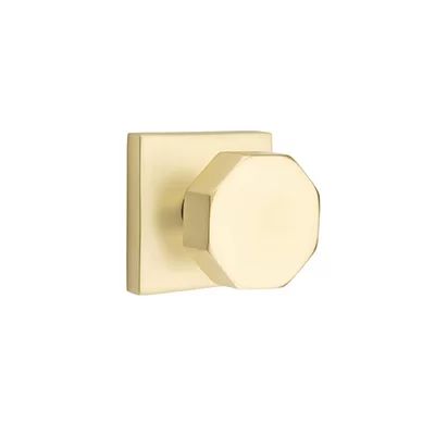 Passage Octagon Knob with Square Rose Emtek Finish: Satin Brass | Wayfair North America