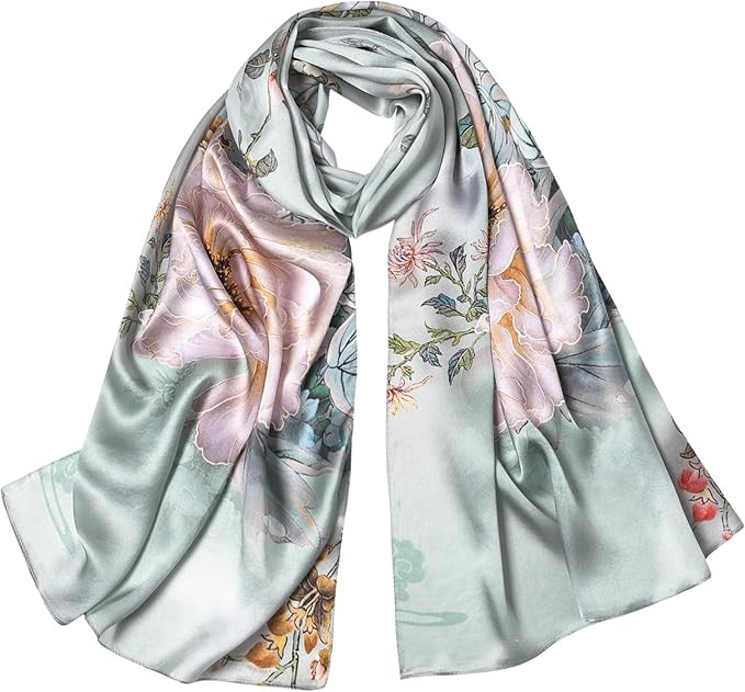 100% Mulberry Silk Scarf 70'' X 21'' Long Satin Scarf Fashion Designer Scarf Lightweight Wraps wi... | Amazon (US)