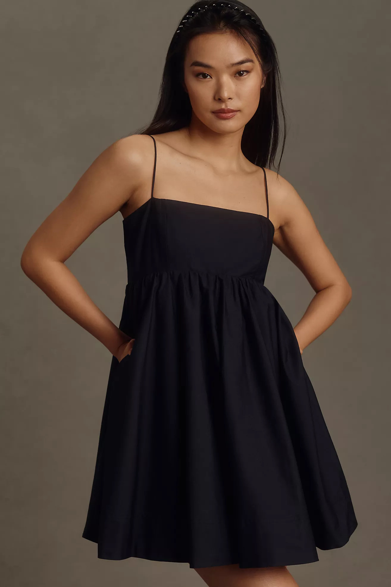 Maeve Square-Neck Babydoll Mini Dress | Anthropologie (US)