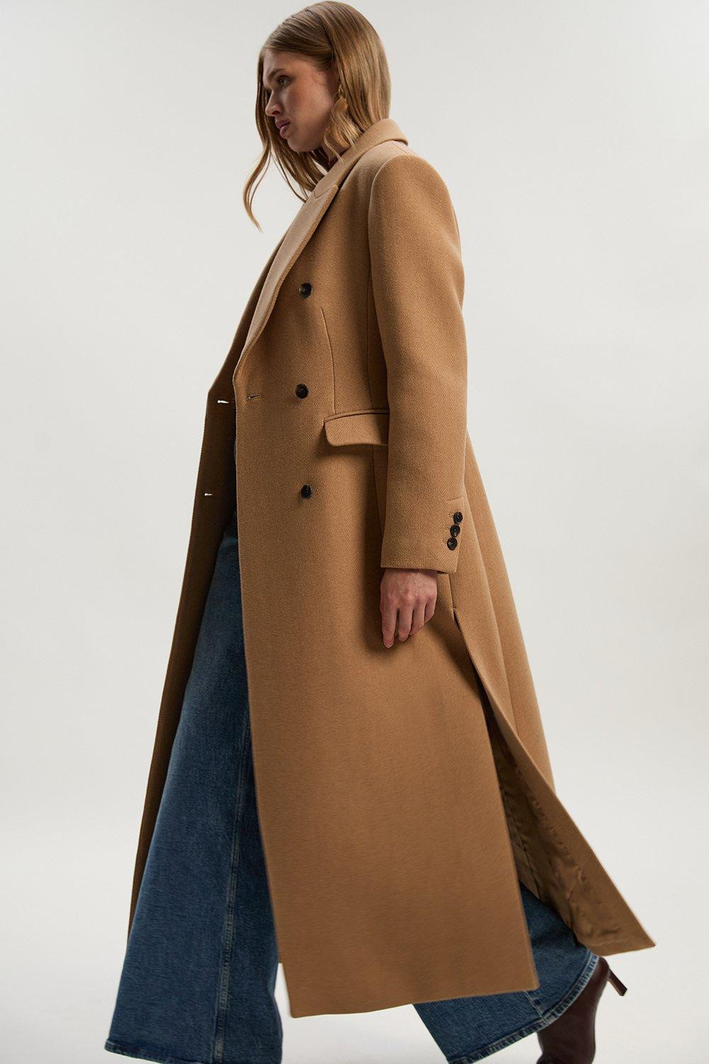 Wool Double Breasted Tailored Maxi Coat | Karen Millen UK + IE + DE + NL