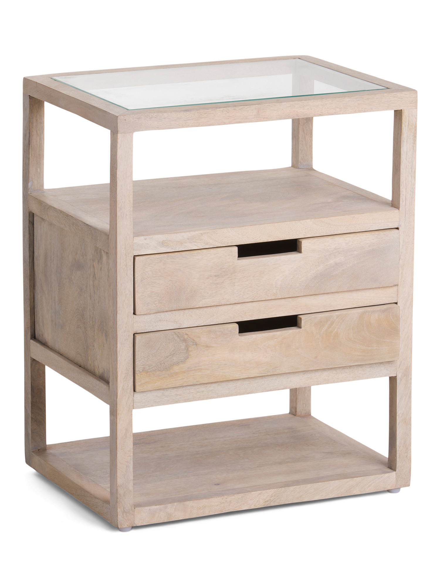 Mango Wood Glass Top Table | TJ Maxx