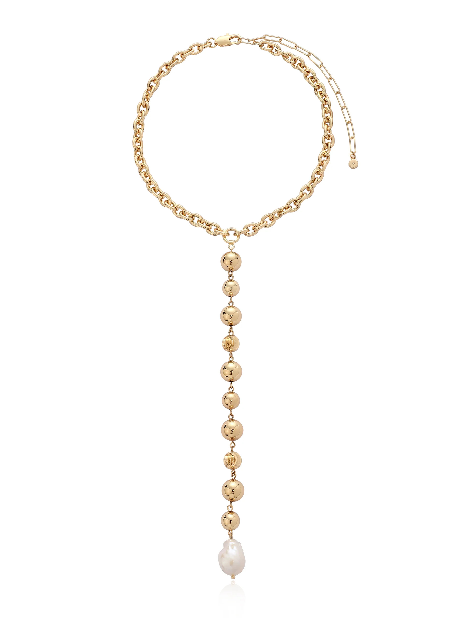 Deep Drop Pearl Lariat Necklace | Ettika