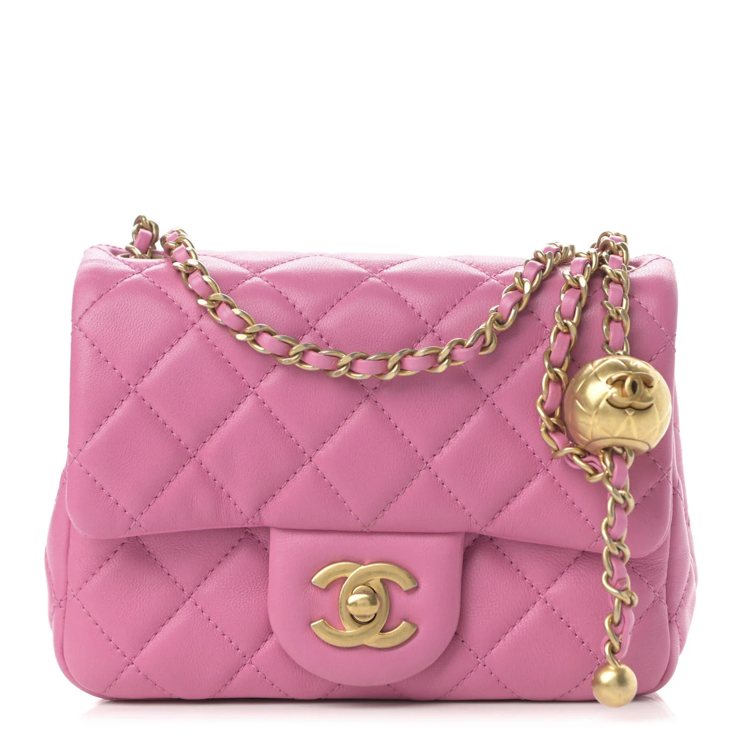 Lambskin Quilted Mini Pearl Crush Flap Pink | FASHIONPHILE (US)