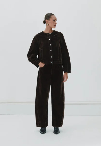 Velma Velvet Flocked Denim Jacket | Hush UK