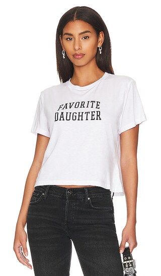 Cropped Collegiate Tee in White & Navy | Revolve Clothing (Global)