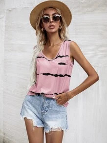 Graphic Print Pocket Patched V-neck Tank Top SKU: sw2201106772876767(1000+ Reviews)$7.49$9.00-17%... | SHEIN