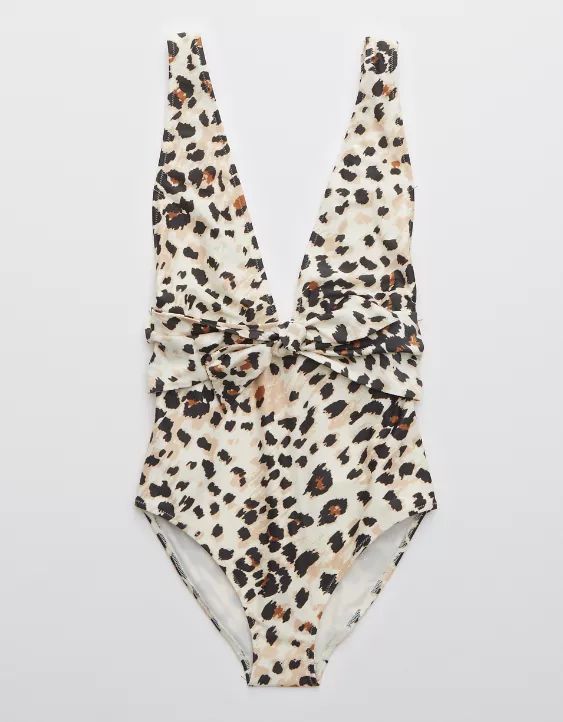 Aerie Leopard Plunge One Piece Swimsuit | American Eagle Outfitters (US & CA)