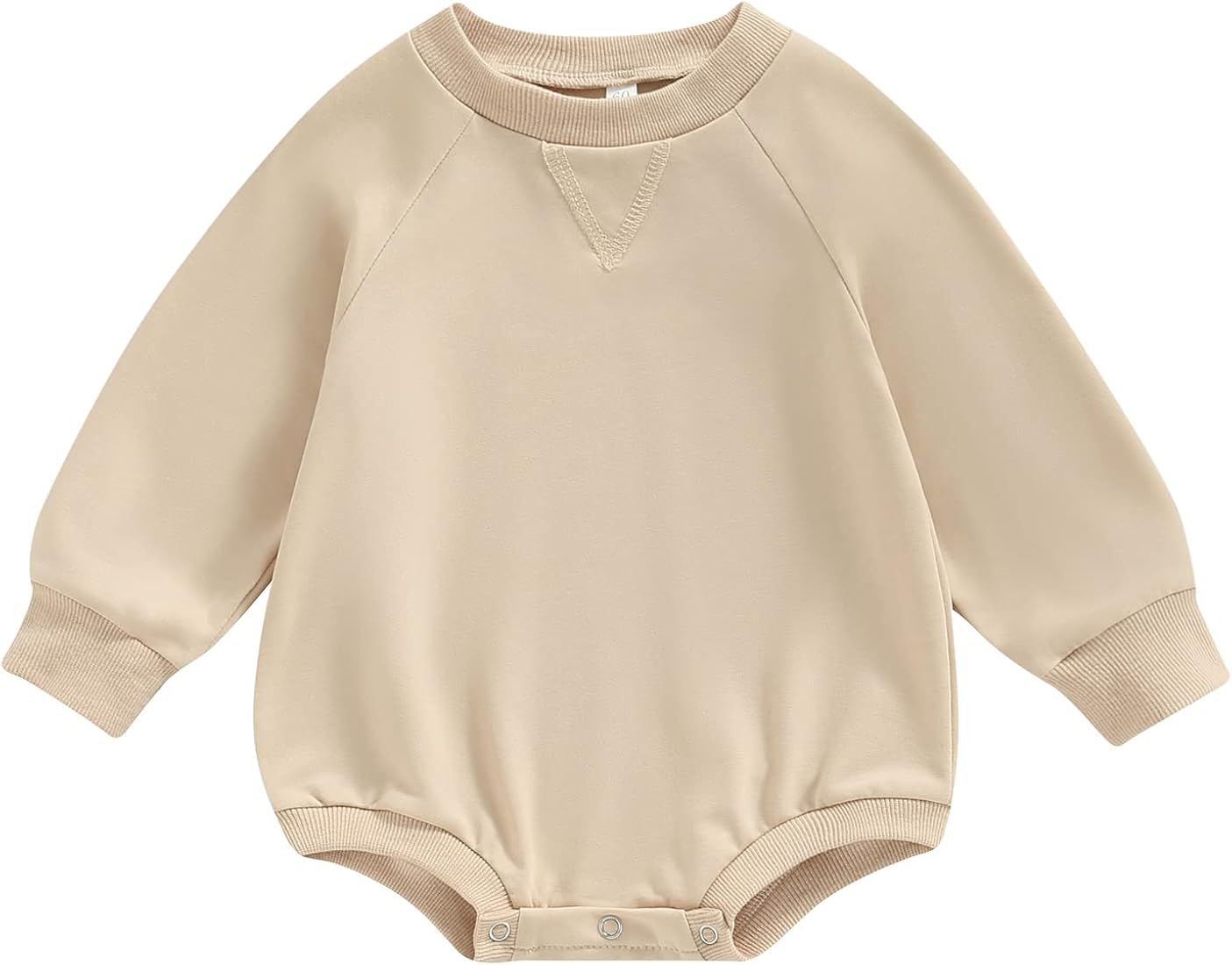 DNOMAID YZARC Infant Baby Girl Boy Oversized Sweatshirt Romper Solid Crewneck Sweater Romper Long Sl | Amazon (US)