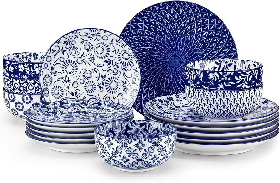 vancasso SELENE Plates and Bowls Set for 6, 18 Pieces Dinnerware Sets, Mircowave and Dishwasher S... | Amazon (US)