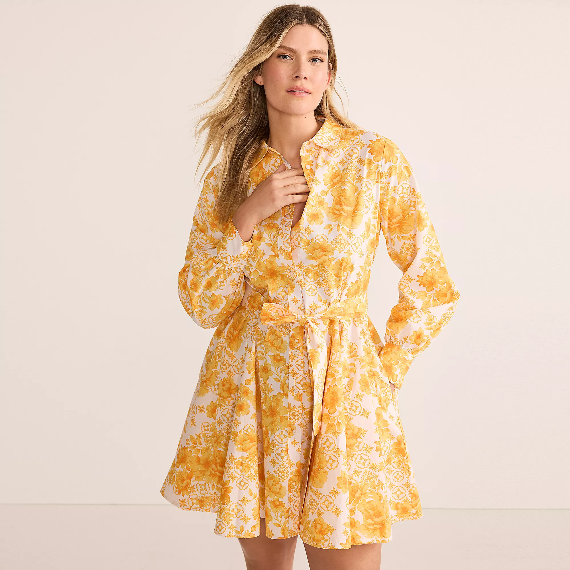 Women's Poplin Button Front Dress with Godets | Lands' End (US)