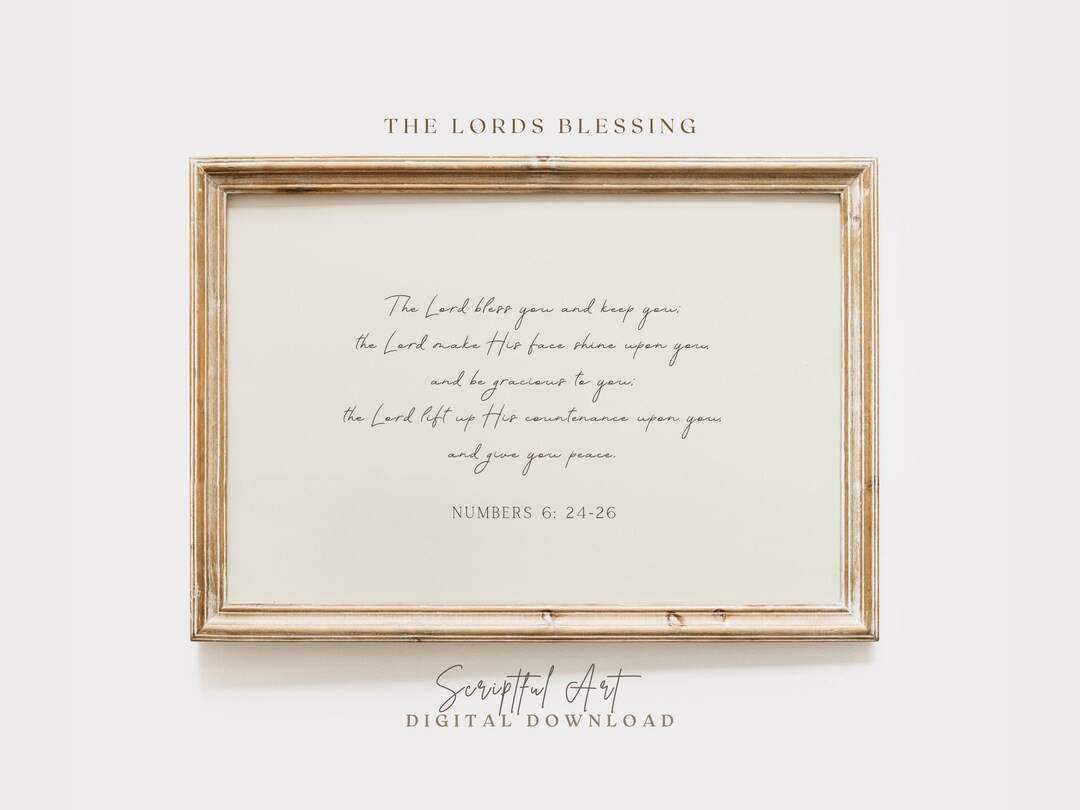 The Lord Bless You and Keep You Numbers 6: 24-26, the Blessing Benediction, Subtle Christian Wall... | Etsy (US)