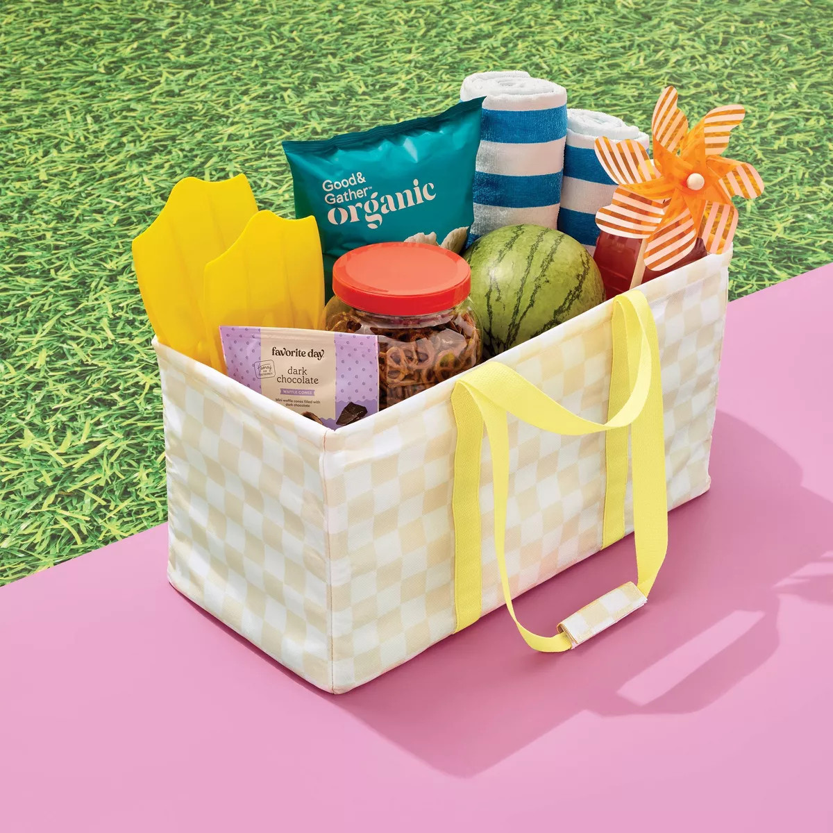 Multipurpose Tote Tan Checker - Sun Squad™ | Target