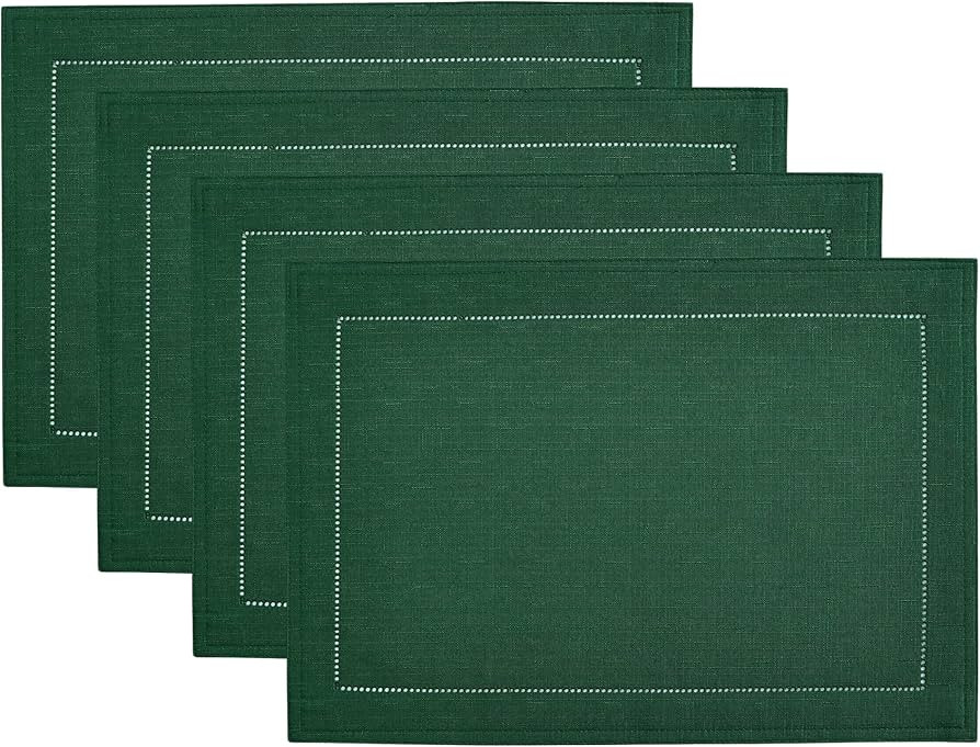 Elrene Home Fashions Alison Eyelet Border Design Cloth Wrinkle Resistant Fabric Placemat, Set of ... | Amazon (US)