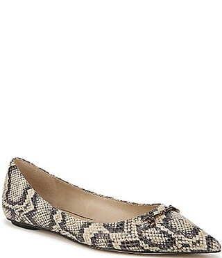 Sam Edelman Nori Snake Print Leather Bit Buckle Pointed Toe Flats - 5.5 | Dillard's