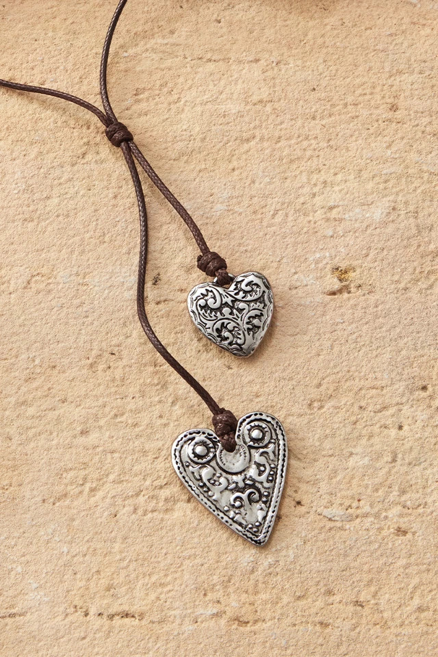 Double Heart Cord Necklace | Coldwater Creek