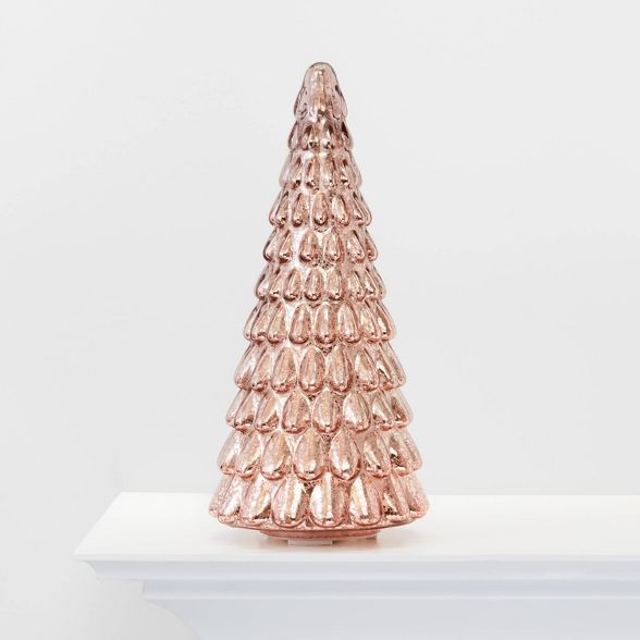 Mercury Glass Christmas Tree Decorative Figurines Blush - Wondershop™ | Target