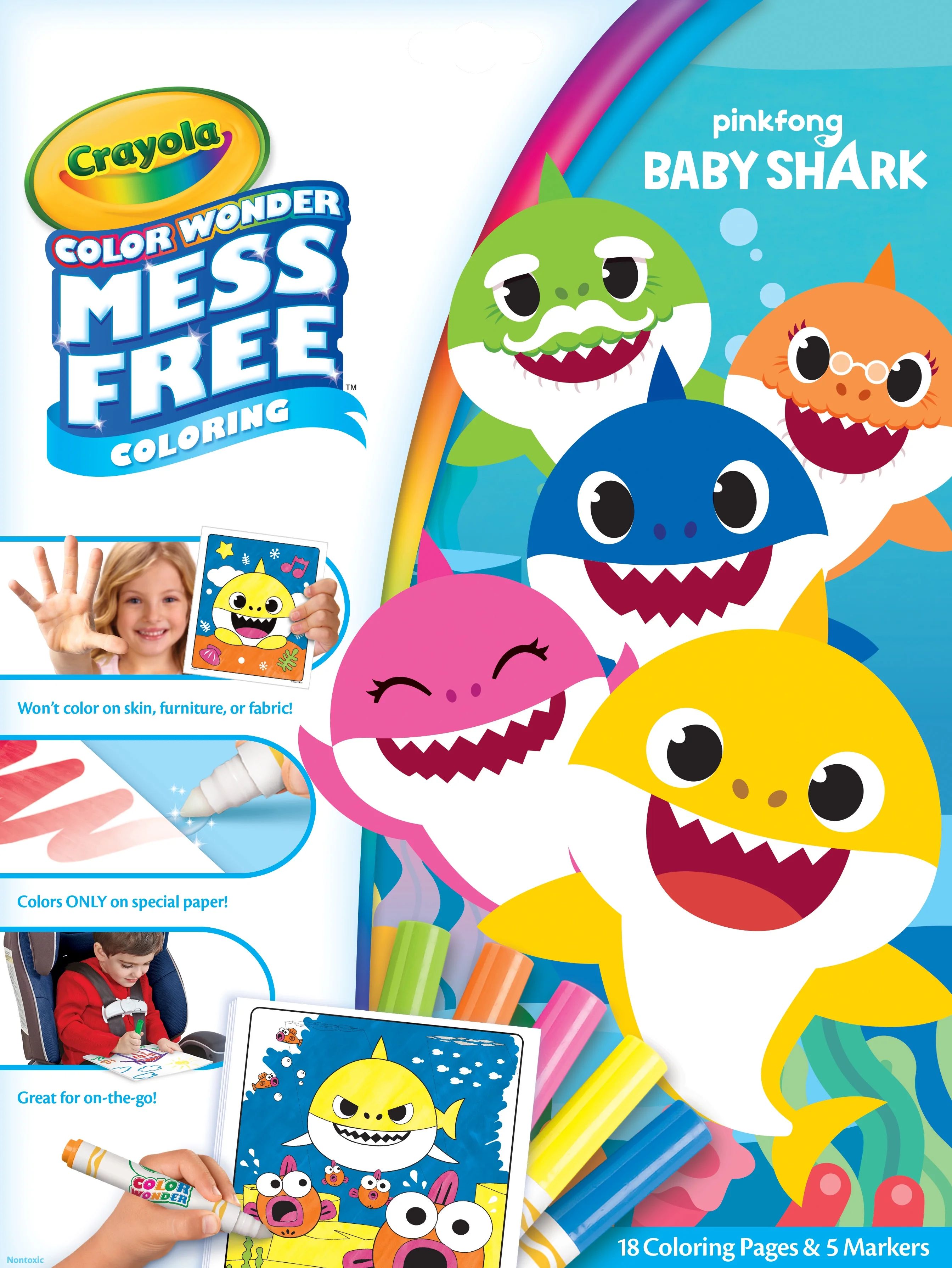 Crayola Color Wonder Mess Free Baby Shark Coloring Set, 23 Pieces, Beginner Unisex Child | Walmart (US)