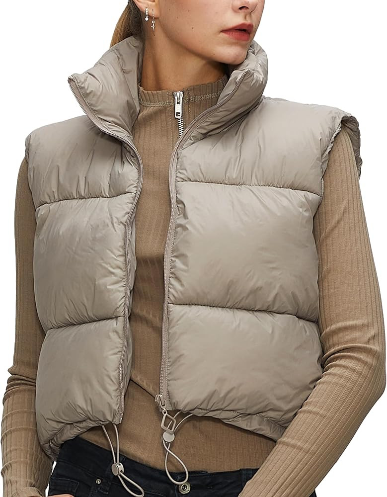 lara&missy Women's Cropped Puffer Vest Winter Sleeveless Warm Padded Outerwear Crop Puffy Vest | Amazon (US)