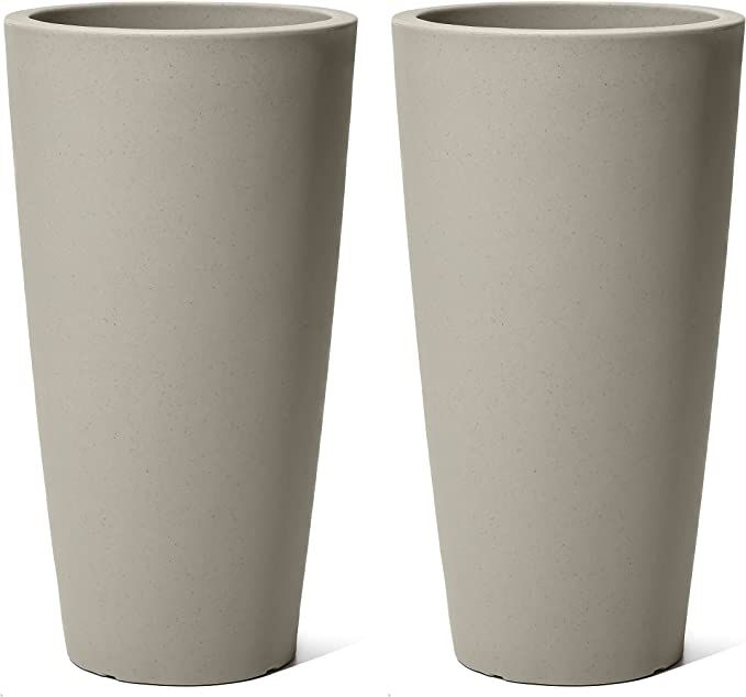 Step2 Tremont Tall Round Planter Pot, Concrete, 2-Pack – Large Planter for Outdoor/Indoor Use ... | Amazon (US)