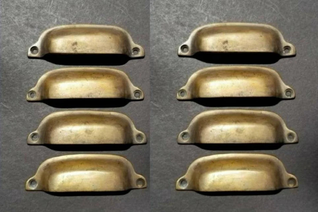 8 x Antique Style Solid Brass Apothecary Cup Drawer Cabinet Bin Pulls Handles 3-3/8" centers #A19 | Etsy (US)