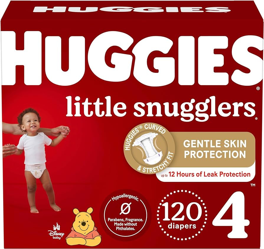 Baby Diapers Size 4 (22-37 lbs), 120ct, Huggies Little Snugglers | Amazon (US)