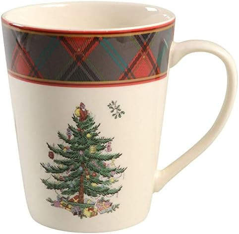 Spode Christmas Tree Tartan Mug - 14 Ounce Festive Holiday Coffee Cup for Tea, Hot Cocoa, Coffee ... | Amazon (US)