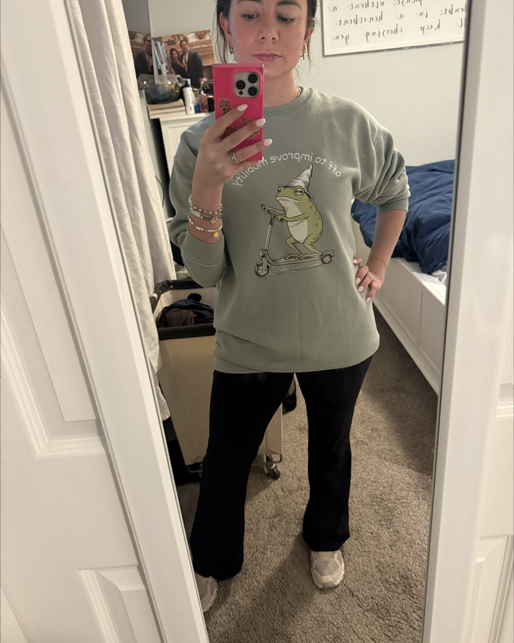 I work with kids. I play all day.  We like comfy cozy! Ok the sweatshirt is from a local girl but it’s linked on my insta! My sweats are halara! My favs…and the best best is my undershirt…BUILT IN BRA from Chic Me. It’s honestly life changing. 

#LTKgrwm #LTKootd #LTKActive