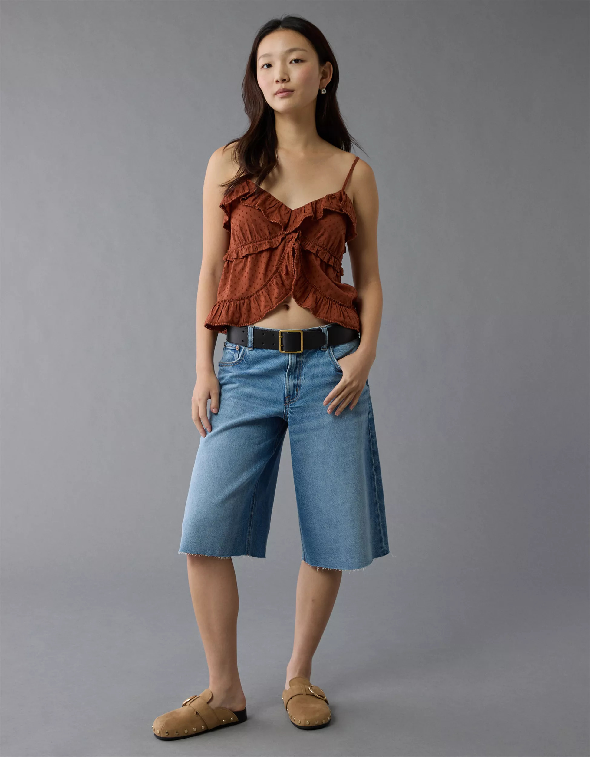 AE V-Neck Ruffle Cami | American Eagle Outfitters (US & CA)