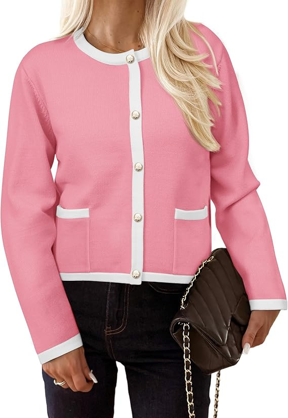 PRETTYGARDEN Women's Knit Cardigan Sweaters 2024 Fall Fashion Long Sleeve Button Down Shirts Tops... | Amazon (US)