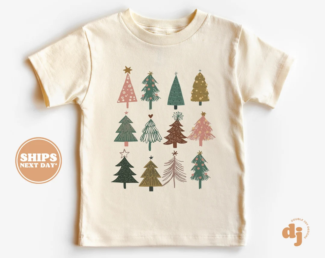 Toddler Christmas Shirt - Christmas Trees Kids Christmas Shirt - Holiday Natural Infant, Toddler ... | Etsy (US)