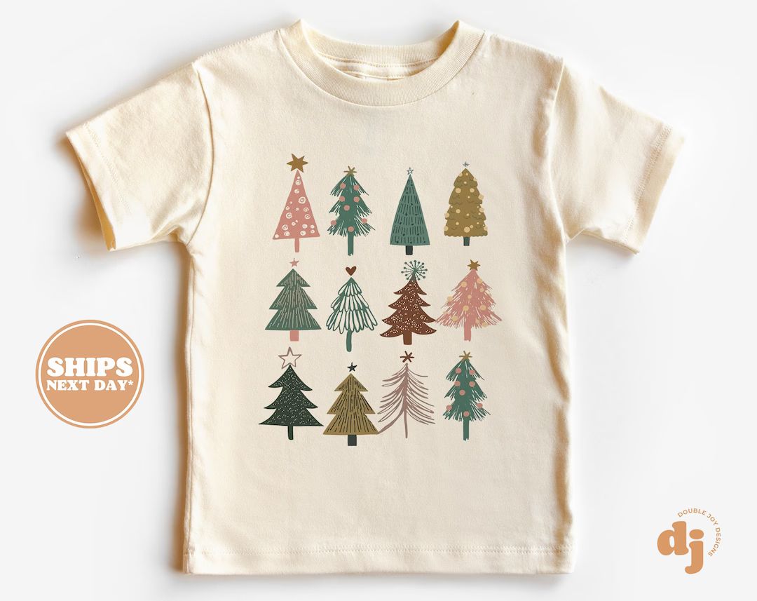 Toddler Christmas Shirt - Christmas Trees Kids Christmas Shirt - Holiday Natural Infant, Toddler ... | Etsy (US)