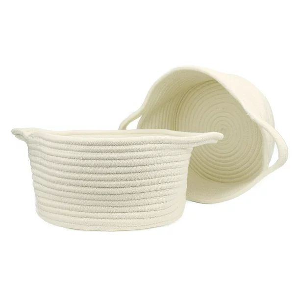 Orino Cotton Rope Storage Baskets With Handles Soft Durable Toy Storage Nursery Bins Home Decorat... | Walmart (US)