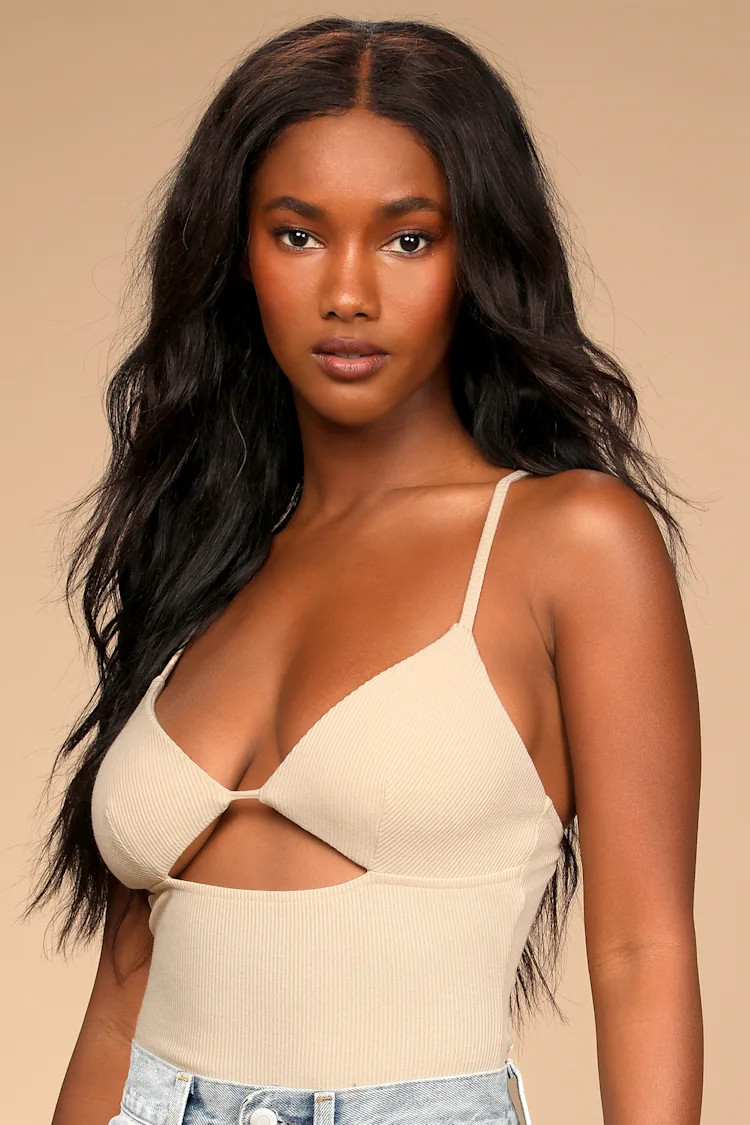 Got You Hooked Beige Sleeveless Cutout Bodysuit | Lulus (US)