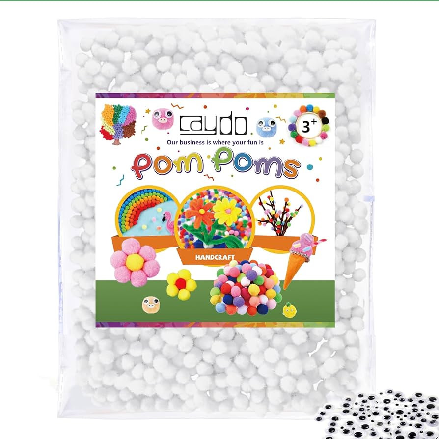 Caydo 500 Pieces 1cm White Pom Poms, Mini Craft Pom Poms Balls for DIY Art Creative Crafts Decora... | Amazon (US)