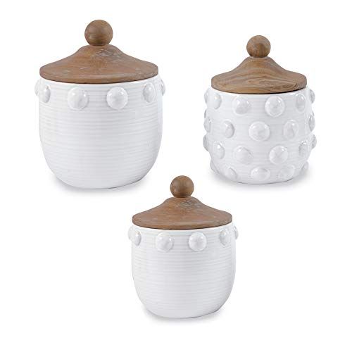 Mud Pie Raised Dotted Canister Set, White | Amazon (US)