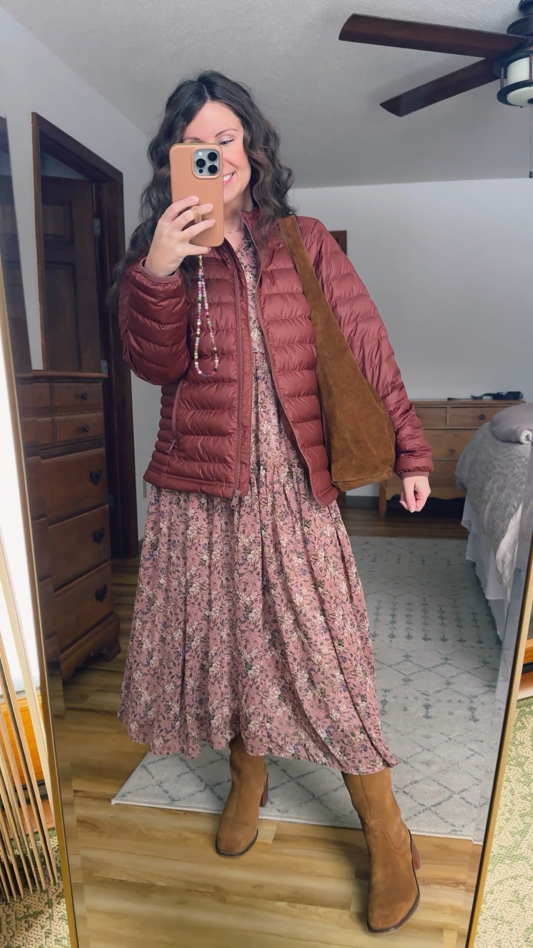 Wearing xs in my dress (mauve print) and my bag is the whiskey color. My boots are older so I linked similar! My coat is size small (also linked the hooded version).

S/M in my fleece tights! They kept me super cozy! 

Linked my earrings, necklace and 2 of my 3 bracelets (I made my “mama’ one, but linked similar too!).



#LTKSeasonal #LTKPetite #LTKootd