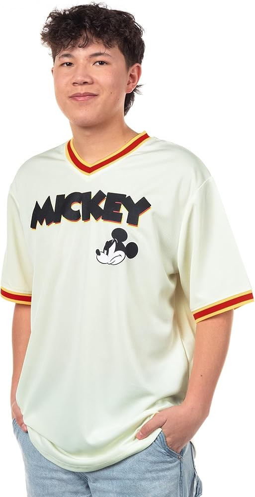 Disney Mens Mickey Mouse Baseball Jersey - Mens Classic Mickey Mouse Pullover Baseball Jersey Mic... | Amazon (US)