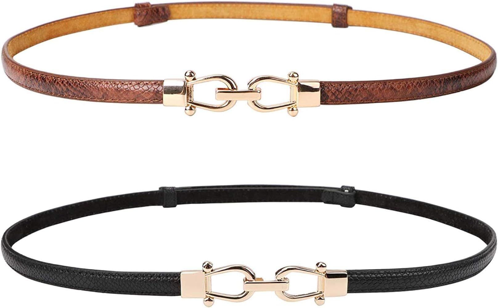 JASGOOD Skinny Thin Belt for Dresses      
 Leather | Amazon (US)