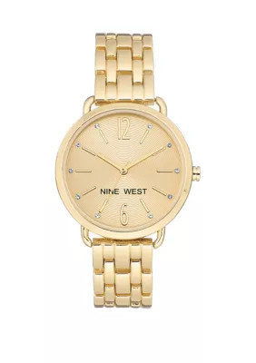 Nine West Women's 36 Millimeter Gold-Tone Metal Link Bracelet Watch, Gold | Belk