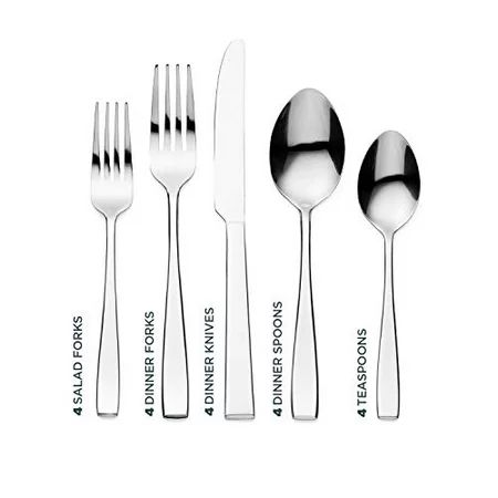 Godinger Silverware Set, Flatware Sets, Mirrored Stainless Steel Cutlery Set, 20 Piece Set, Service  | Walmart (US)