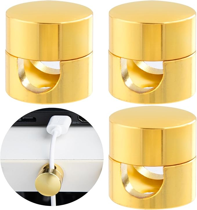 3 Sets Charger Holders for Cords, Gold Adjustable Cable Anchor Holders, Adhesive Metal Cord Clips... | Amazon (US)