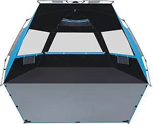 Beach Tent, Deluxe XL Pop-up Beach Tent for 4-6 Person, UPF 50+ with Dark Shelter Technology, Eas... | Amazon (US)