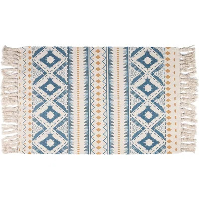 2'X3' Kitchen Rug With Tassels, Small Cotton Indoor Accent Area Rug, Rustic Farmhouse Bohemian Bath Mat, Washable Woven Chic Printed Throw Rug For Doo | Wayfair North America
