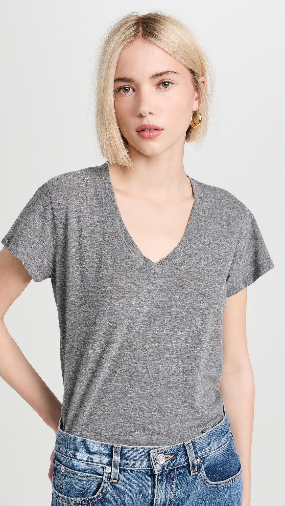 perfectwhitetee Hendrix Cotton Boxy V Neck Tee | Shopbop | Shopbop