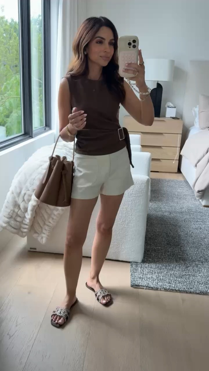 Whole look is @Anthropologie and 20% off orders of $100+ with code NASREEN20! Works on home and beauty too. Love this wrap top and how flattering these shorts are. Size up in the shorts and I’m wearing size XXS in the top.