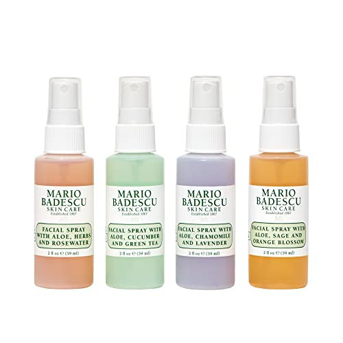 Mario Badescu Mini Mist Facial Spray Collection with Rose Water, Cucumber, Lavender and Orange Blossom, Multi-Purpose Cooling and Hydrating Face Mist for All Skin Types, 2 Fl Oz (Pack of 4) | Amazon (US)