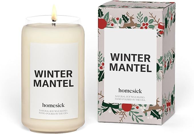 Homesick Premium Scented Candle, Winter Mantel - Scents of Fraser Fir, Holly Berry, 13.75 oz, 60-... | Amazon (US)