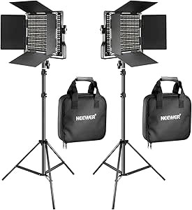 NEEWER 2 Pack Bi Color 660 LED Video Light and Stand Kit: (2) 3200-5600K CRI 96+ Dimmable Light w... | Amazon (US)