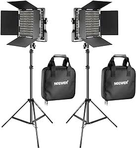 NEEWER 2 Pack Bi Color 660 LED Video Light and Stand Kit: (2) 3200-5600K CRI 96+ Dimmable Light w... | Amazon (US)