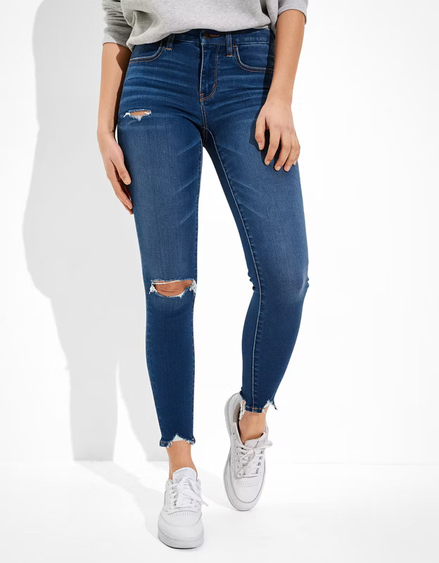 AE Forever Soft Ripped Low-Rise Jegging Crop | American Eagle Outfitters (US & CA)